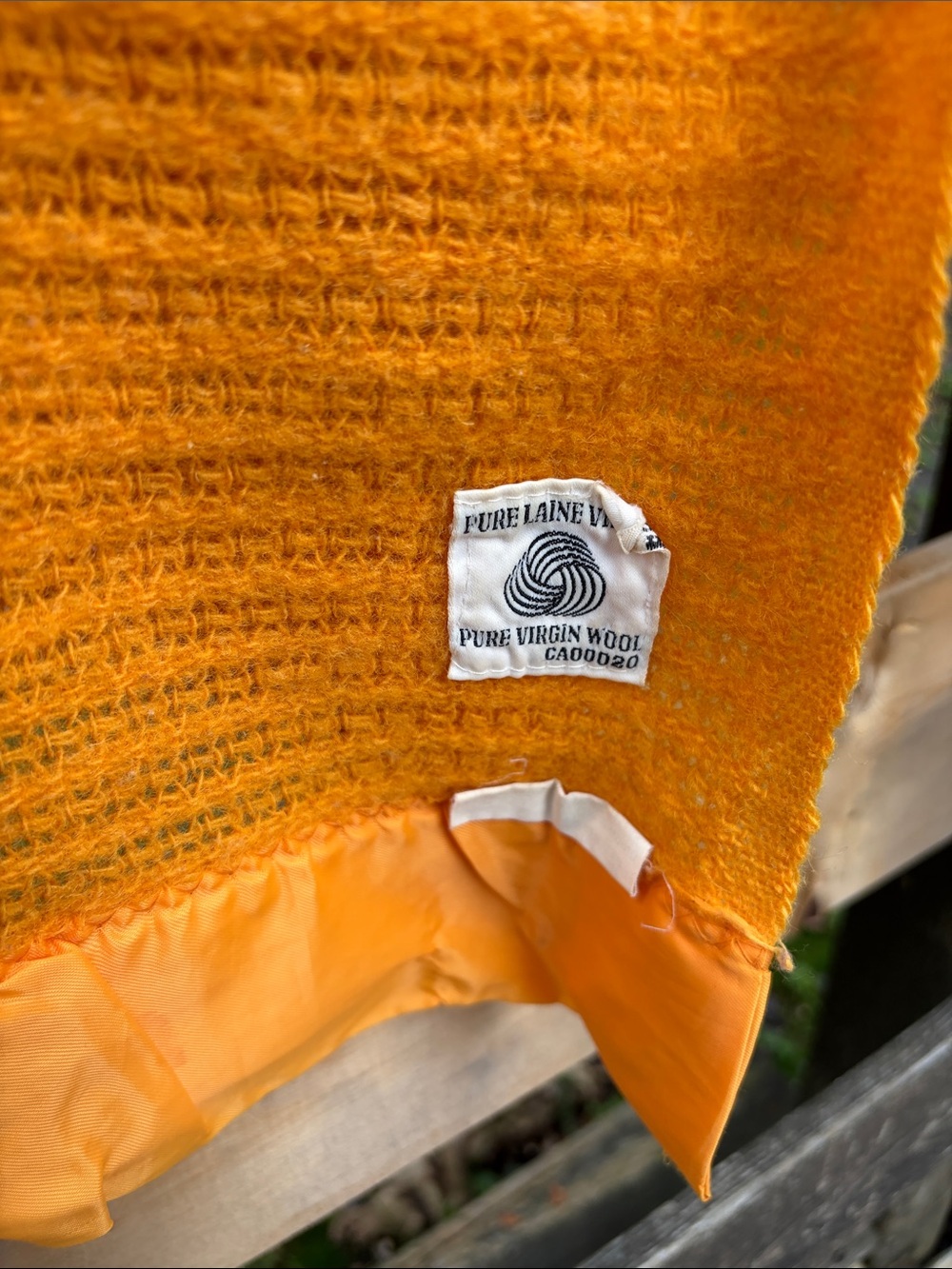 Vintage Pure Virgin Wool Orange Throw Blanket - Cozy Home Bedding